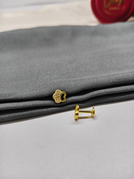 925 Silver Gold Colour Small Half Flower Design Earrings
