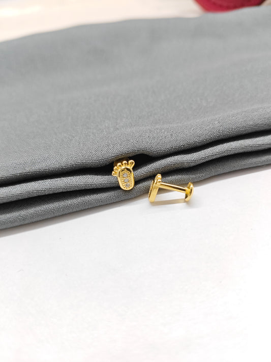 925 Silver Gold Colour Small Kid Paw Design Earrings