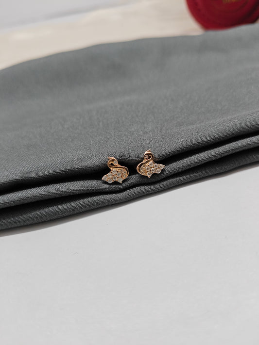 925 Silver Rose Gold Small Swan Design Earrings
