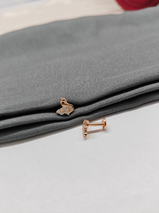 925 Silver Rose Gold Small Swan Design Earrings
