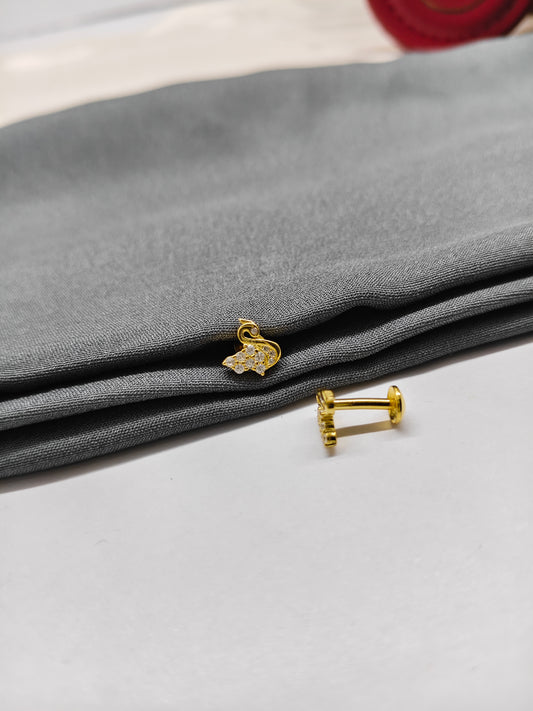 925 Silver Gold Colour Small Swan Design Earrings