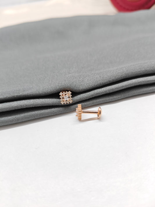 925 Silver Rose Gold Small 12 White Stone Earrings
