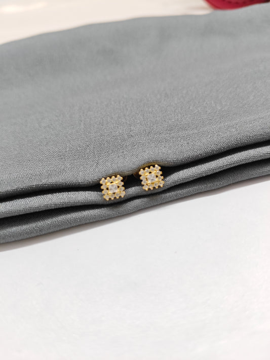 925 Silver Gold Colour Small 12 Stone Design Earrings