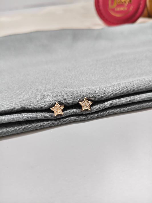 925 Silver Rose Gold Small Star Design Earrings