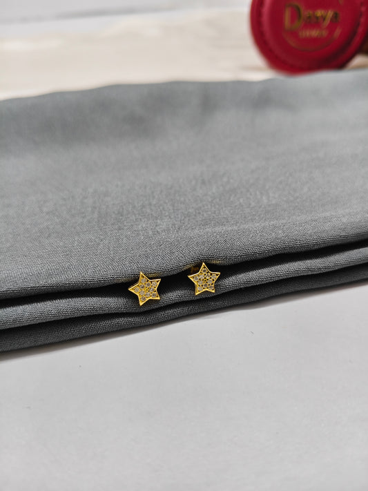 925 Silver Gold Colour Small Star Design Earrings