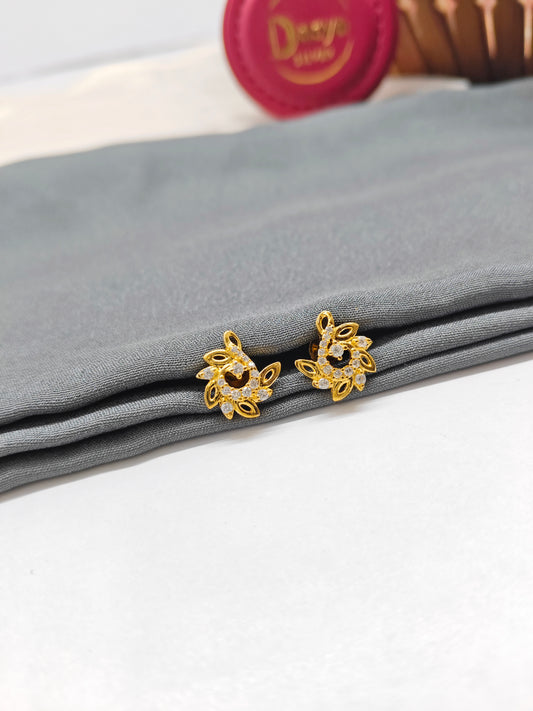 925 Silver Gold Colour White Stone Peacock Design Earrings