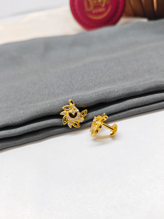 925 Silver Gold Colour White Stone Peacock Design Earrings