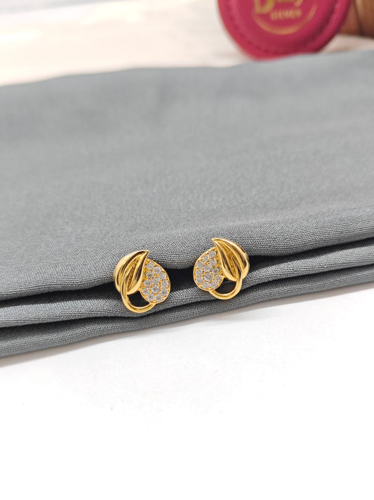 925 Silver Gold Colour Double Leaf Earrings