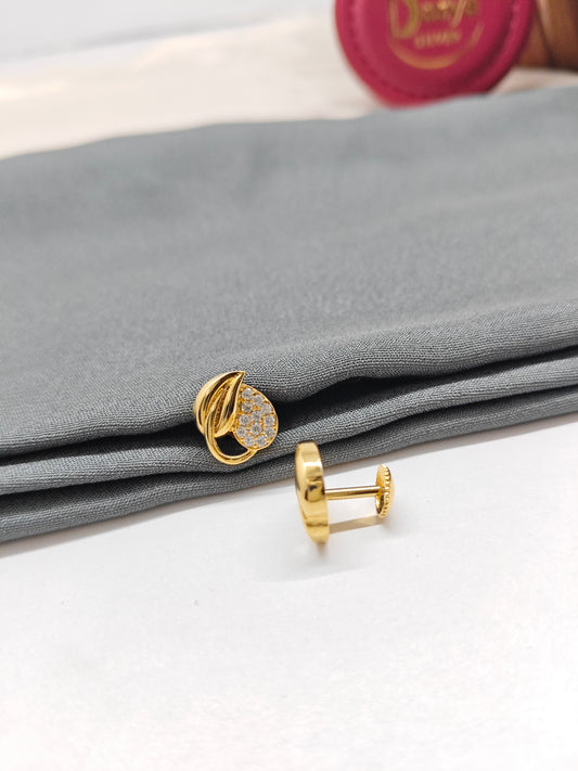 925 Silver Gold Colour Double Leaf Earrings