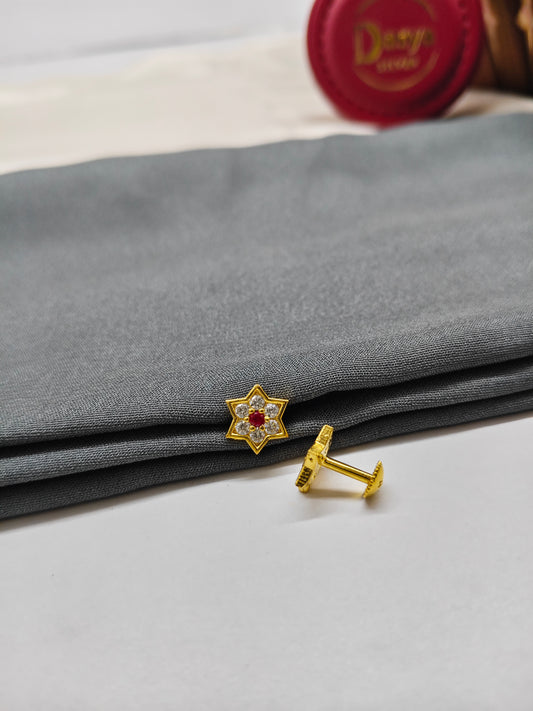 925 Silver Gold Colour 6+1 Star Design Earrings