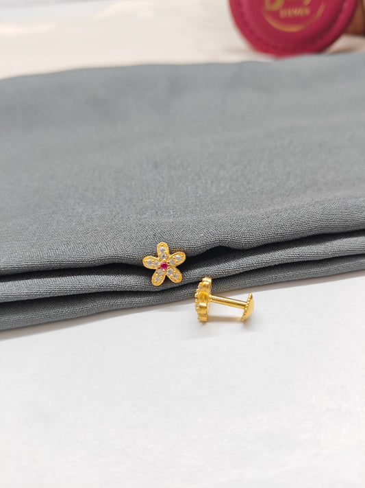 925 Silver Gold Colour Small Star Fish Design Earrings