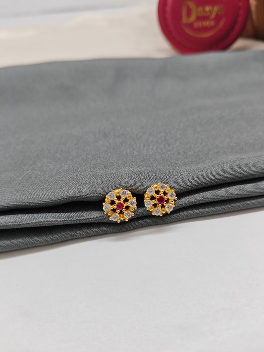 925 Silver Gold Colour Chakra Design Earrings