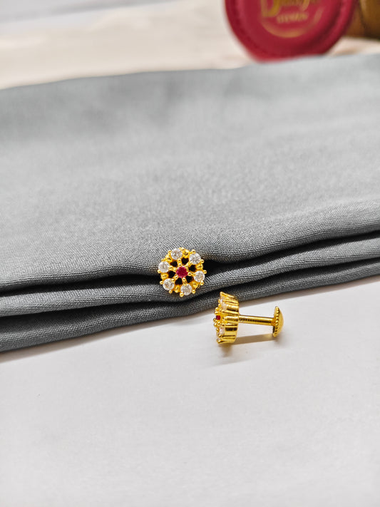925 Silver Gold Colour Chakra Design Earrings