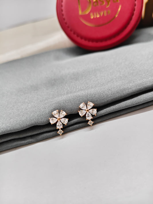 925 Silver Rose Gold Round Design Earrings