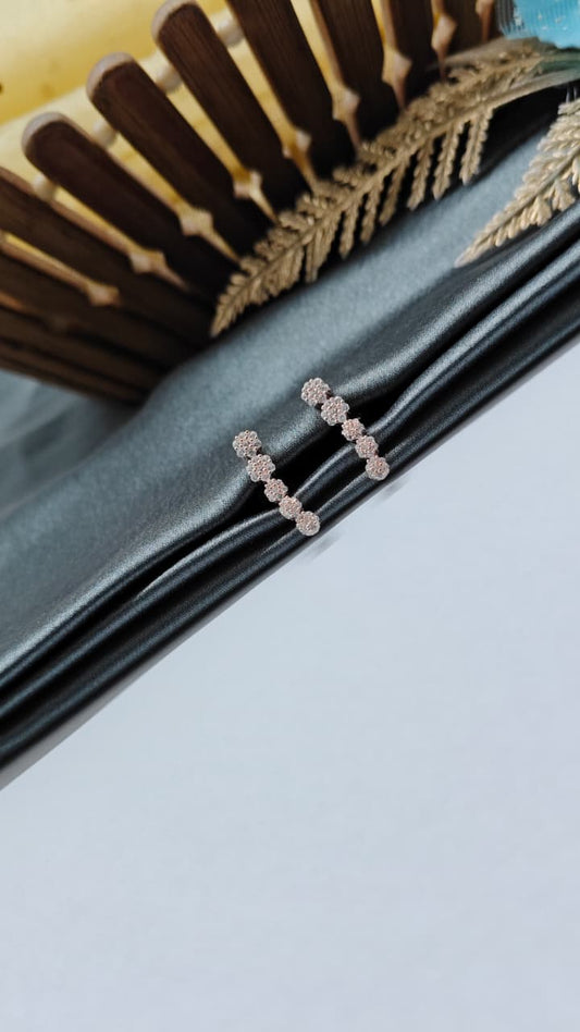 925 Silver Rose Gold 5 Star Design White Stone Earrings