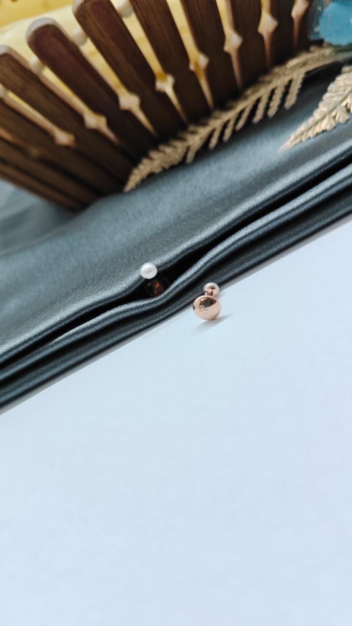 925 Silver Rose Gold Only Small Size Pearl Round Earrings