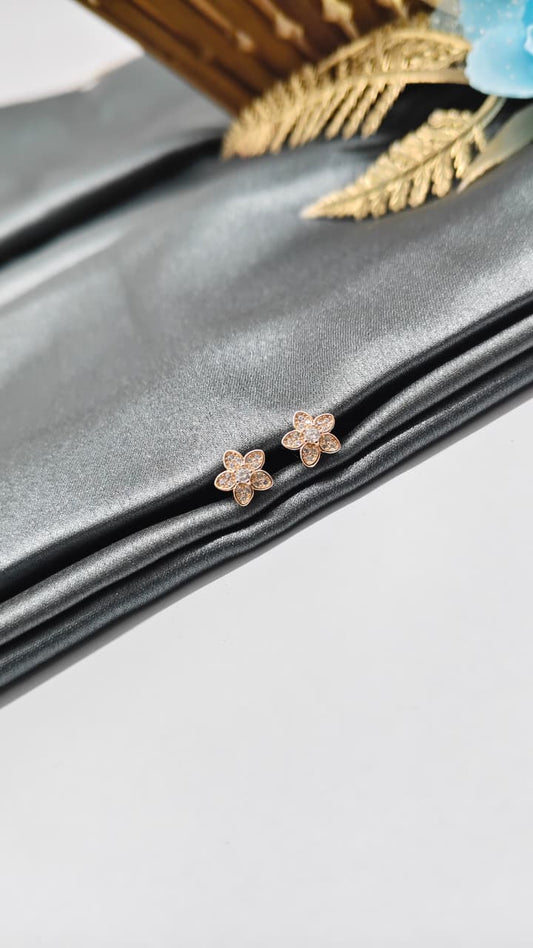 925 Silver Double Tone Colour Star Fish Design With White Stone Earrings