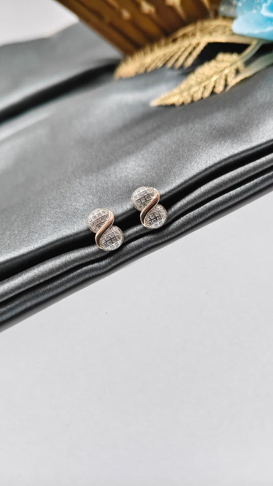 925 Silver Double Tone Colour Double Circle Design With White Stone Earrings