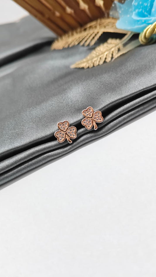 925 Silver Double Tone Colour Palm Leaf Design With White Stone Earrings