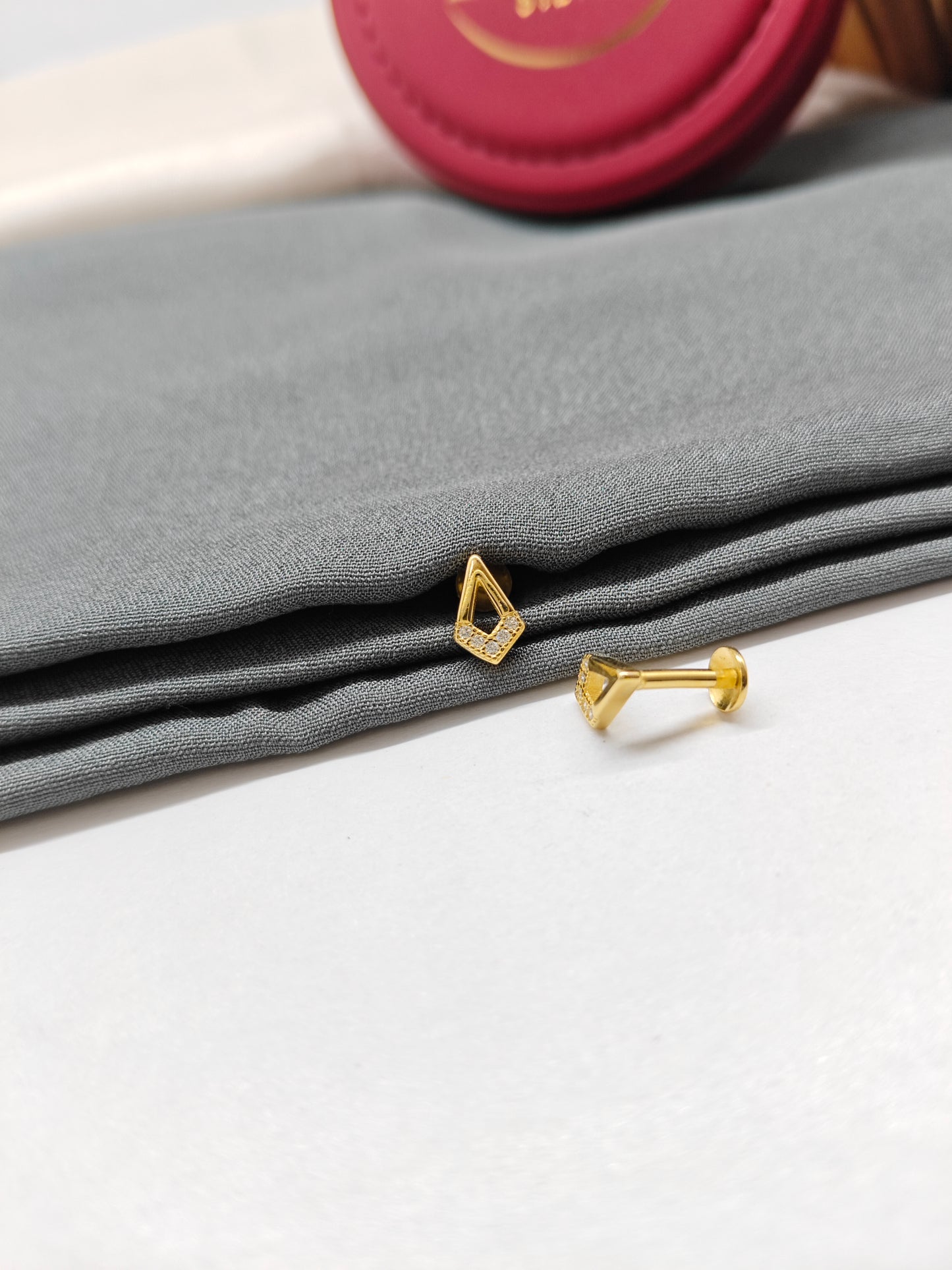 925 Silver Gold Colour Small White Stone Design Earrings
