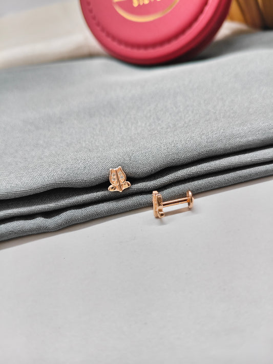 925 Silver Rose Gold Colour Small White Stone Flower Design Earrings