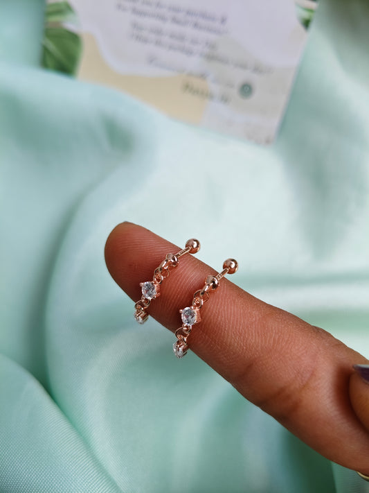 925 Silver Rose Gold Hanging Design With White Stone Bugadi Earrings