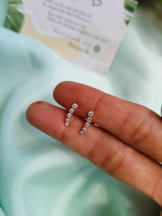 925 Silver Rose Gold 5 Stone Design With White Stone Bugadi Earrings