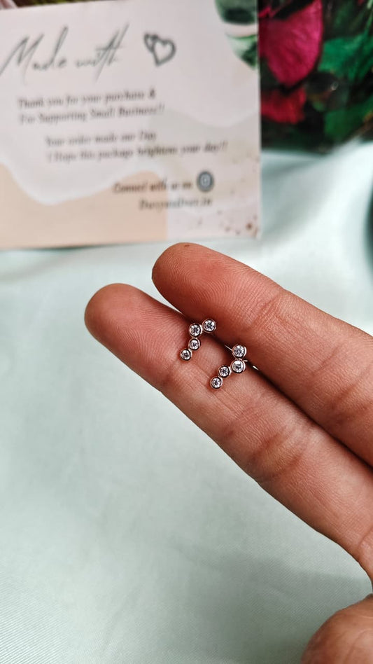 925 Silver Rose Gold 4 White Stone Bugadi Earrings