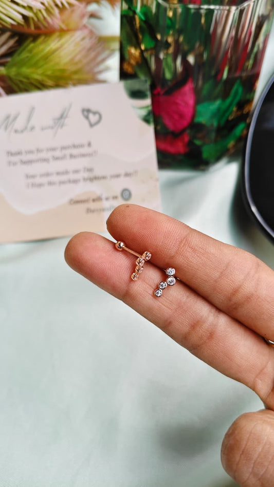 925 Silver Rose Gold 4 White Stone Bugadi Earrings