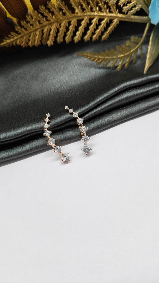 925 Silver Rose Gold Colour 7 Stone Design Ear Cuff/ Bluetooth