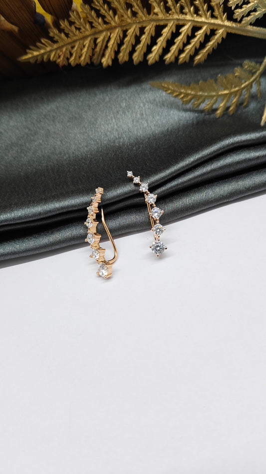 925 Silver Rose Gold Colour 7 Stone Design Ear Cuff/ Bluetooth