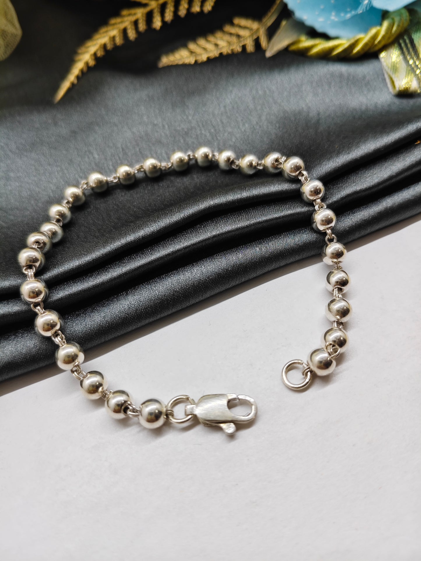 925 Silver Men's Full Silver Finish Balls Design Bracelet