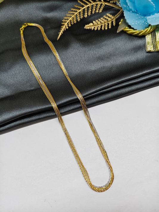 925 Silver Multi-Colour 7 Layer Rose-Gold-Silver Design Chain