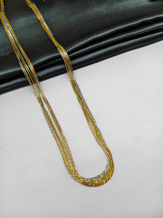 925 Silver Multi-Colour 7 Layer Rose-Gold-Silver Design Chain
