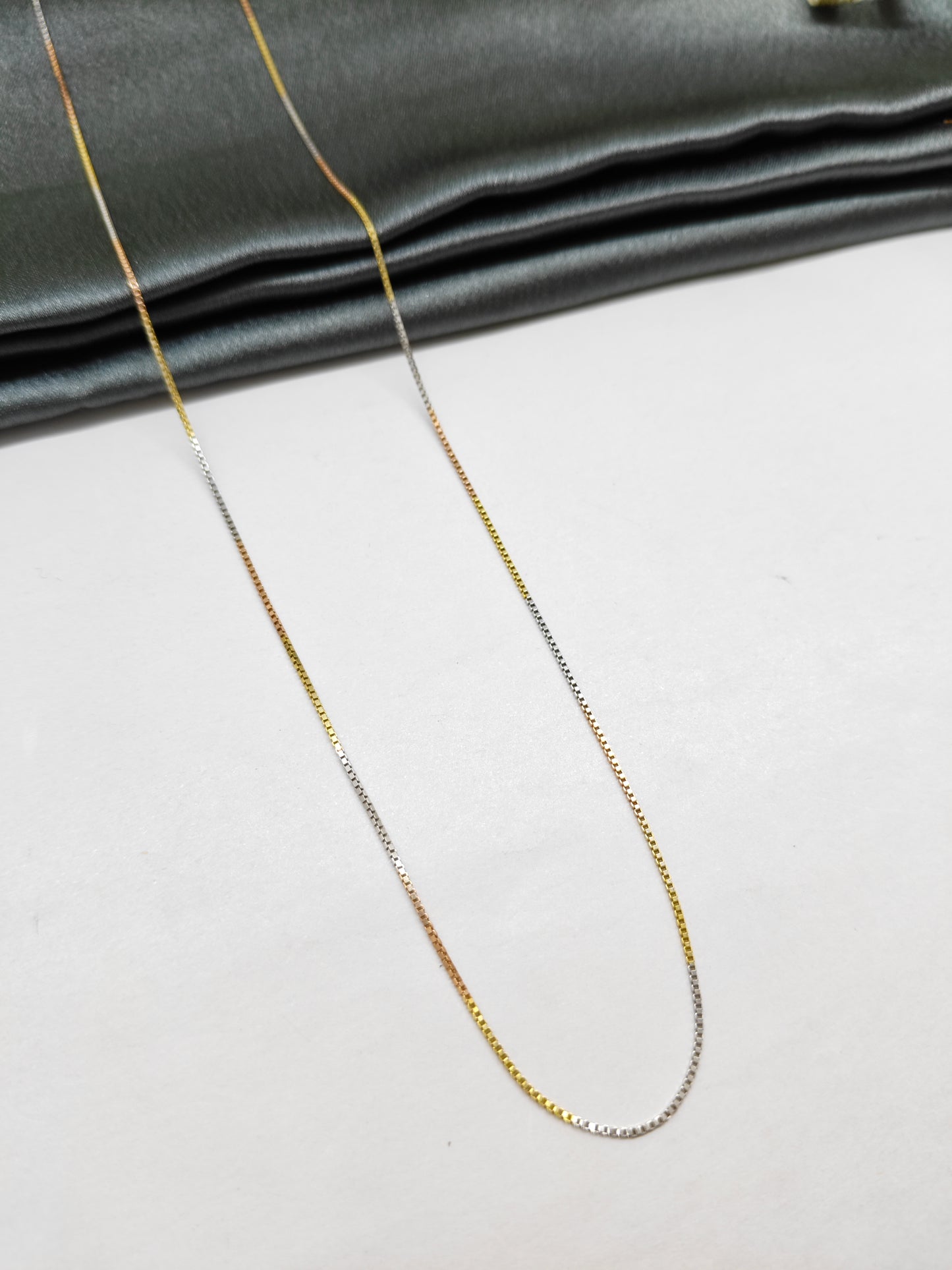 925 Silver Multi Tone (Rose Gold/Gold/Silver Colour) Small Box Design Chain