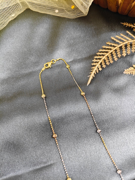 925 Silver Multi Tone (Rose Gold/Gold/Silver Colour) Small with Medium Ball Design Chain