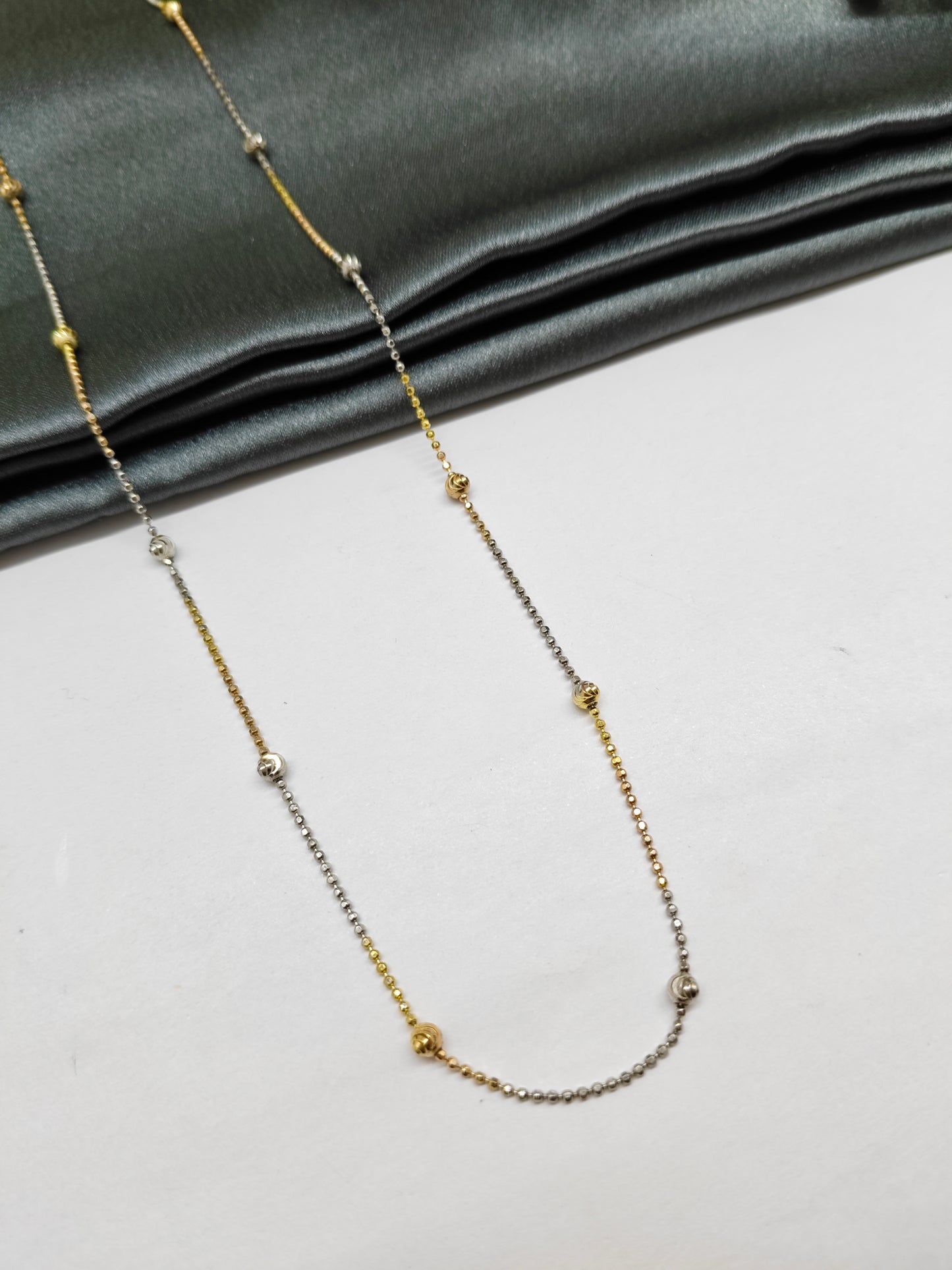 925 Silver Multi Tone (Rose Gold/Gold/Silver Colour) Small with Medium Ball Design Chain