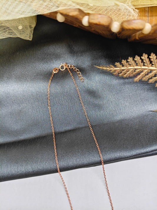 925 Silver Rose Gold Colour Wings Design White Stone Chain Pendant
