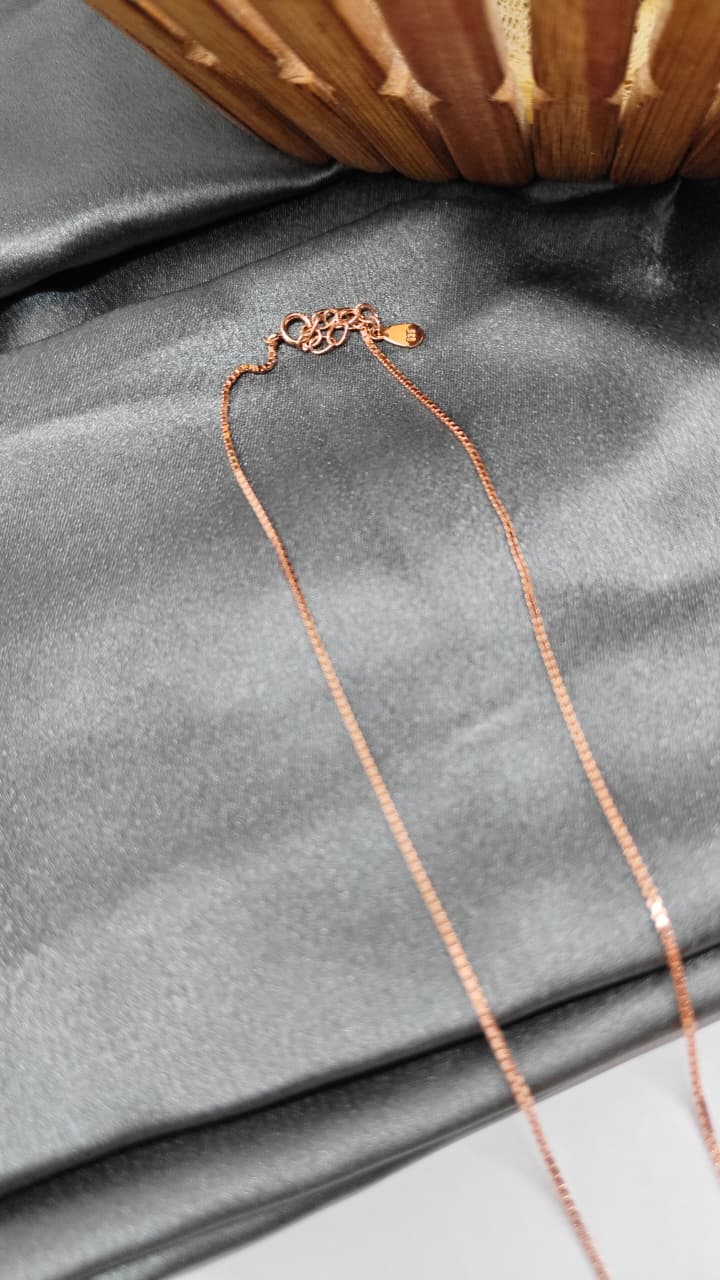 925 Silver Rose Gold Colour White Heart Design White Stone Chain With Pendant