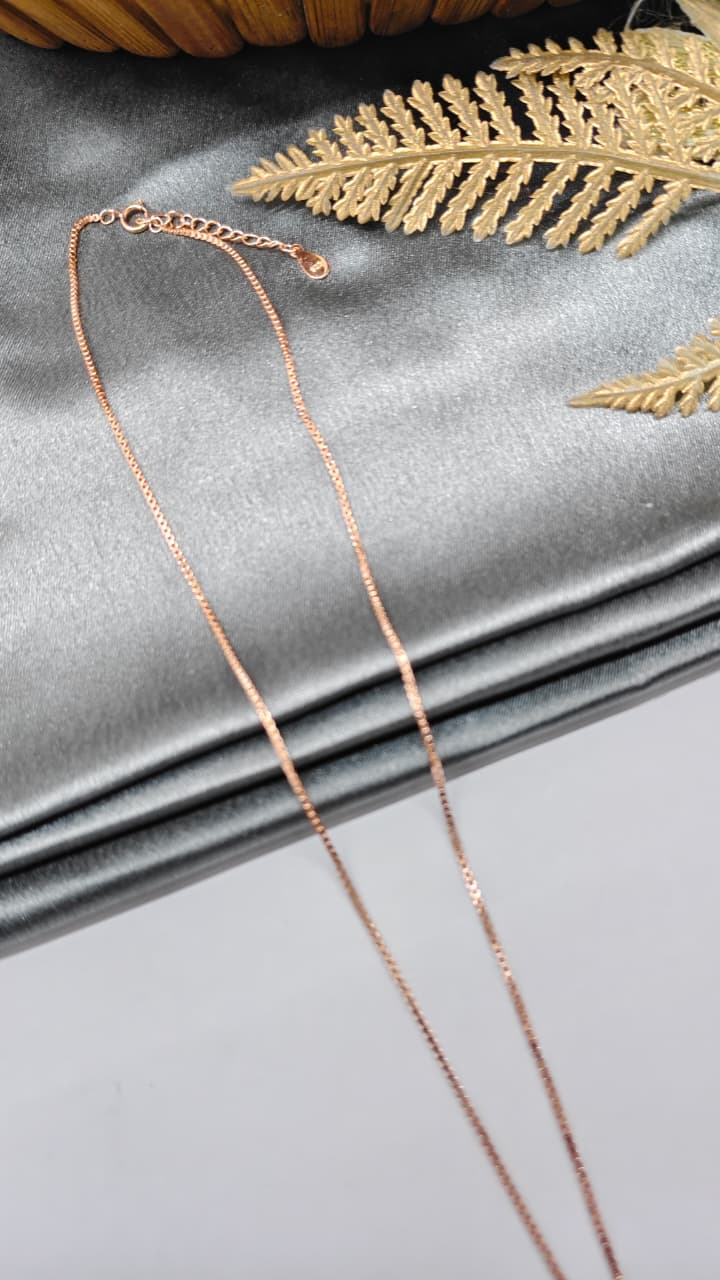 925 Silver Rose Gold Colour Round Star Design White Stone Chain With Pendant