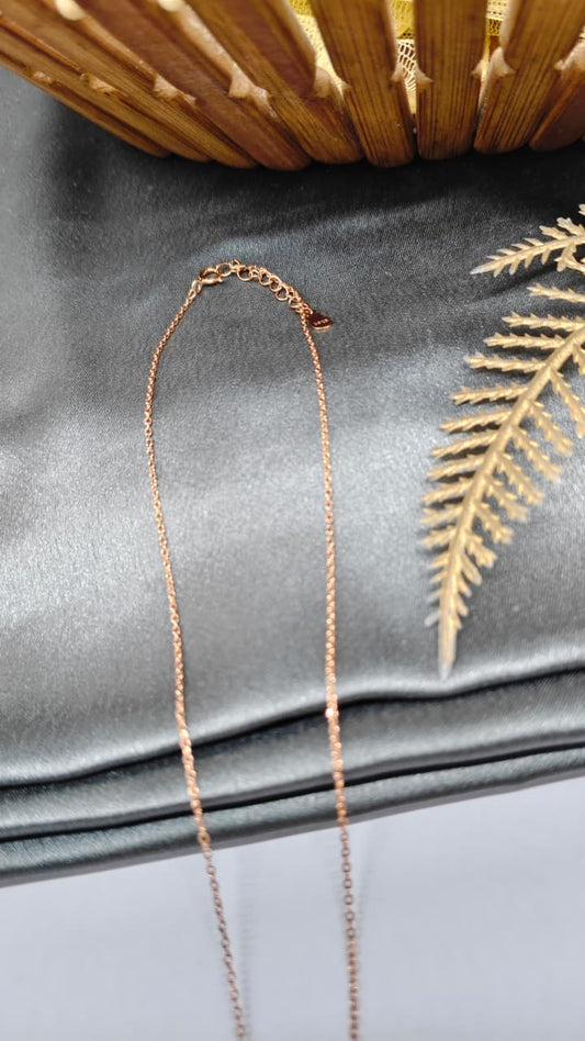 925 Silver Rose Gold Colour Moon Star Design White Stone Chain Pendant