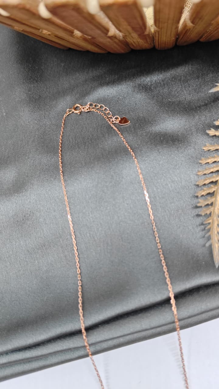 925 Silver Rose Gold Colour Pearl With Love Design White Stone Chain Pendant