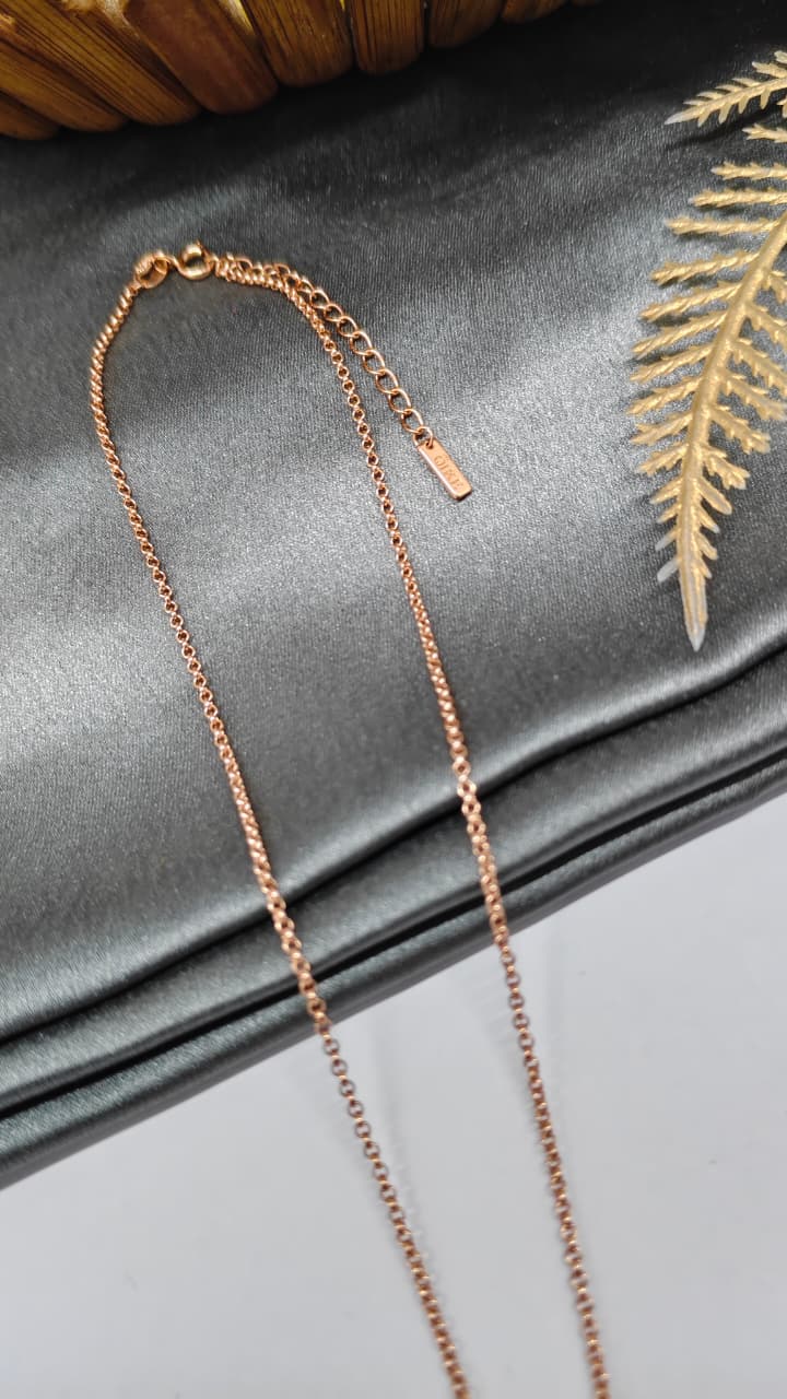 925 Silver Rose Gold Colour Ring Design White Stone Chain Pendant