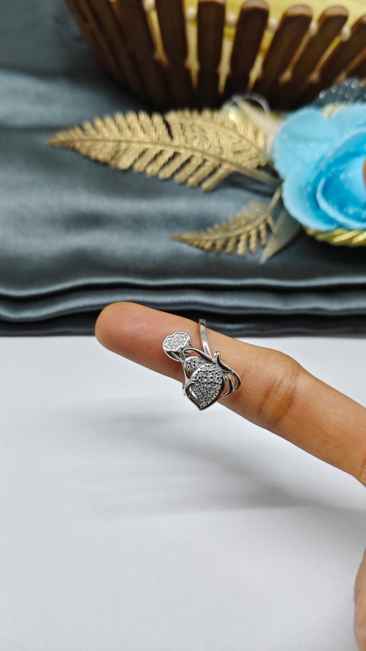 925 Silver Adjustable White Stone Rotating Butterfly Design Ladies Ring