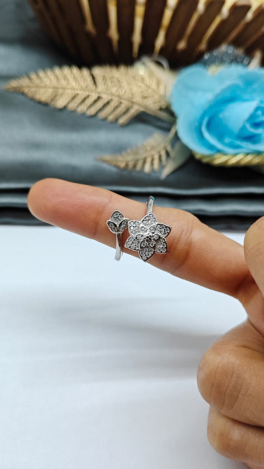 925 Silver Adjustable White Stone Rotating Star Design Ladies Ring