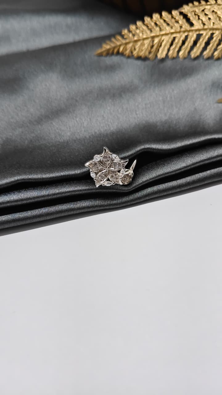 925 Silver Adjustable White Stone Rotating Design Ladies Ring