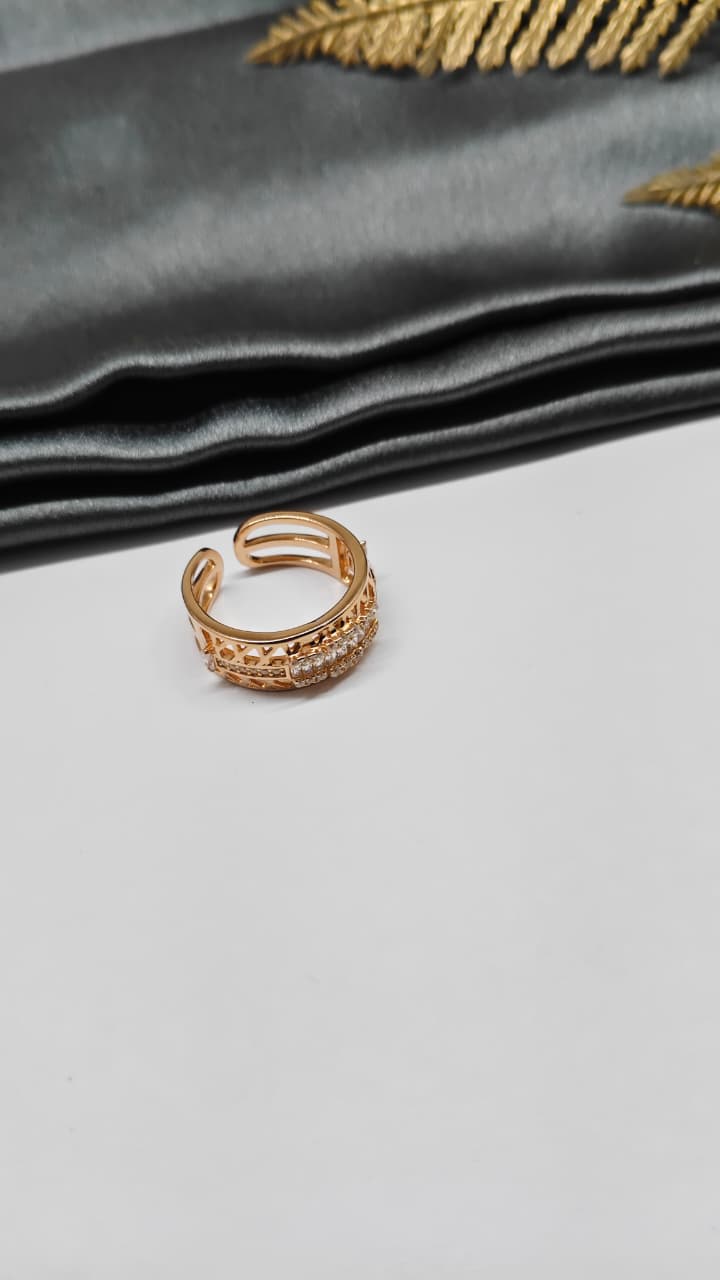 925 Silver Rose Gold Colour Adjustable Design Ladies Ring