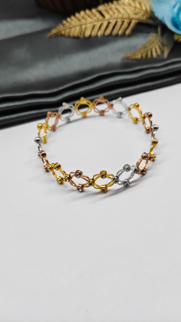 925 Silver 3 Tone Colour Adjustable Design Kada Cum Ladies Ring