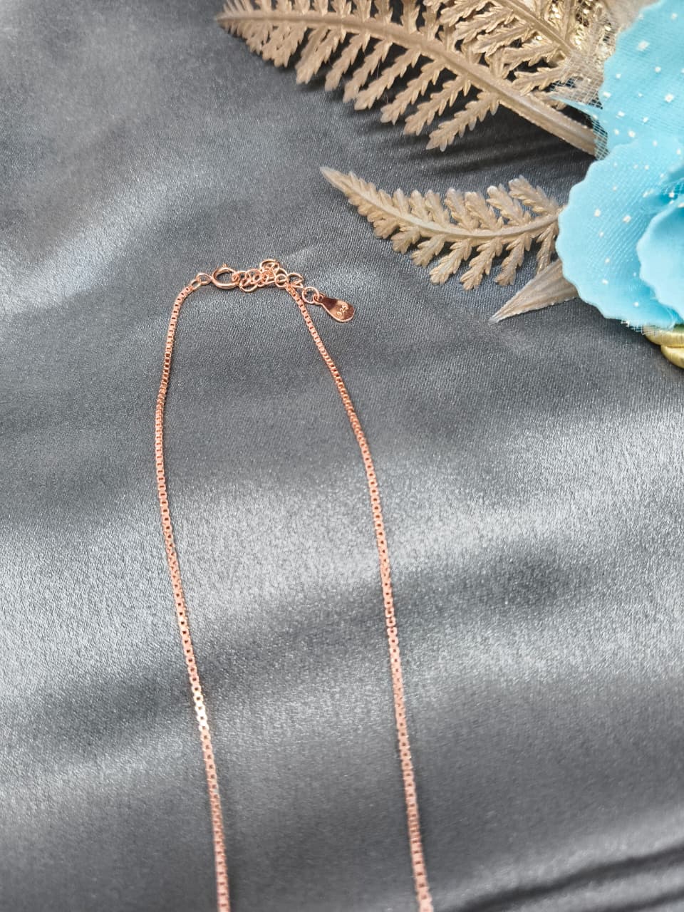 925 Silver Rose Gold Colour Heart Design White Stone Chain Pendant