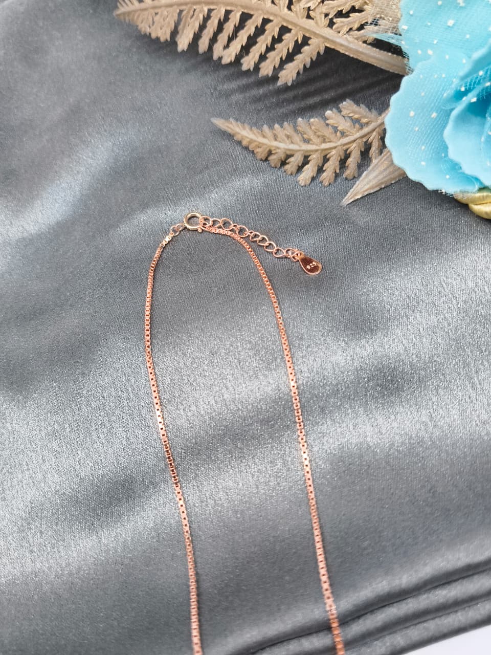 925 Silver Rose Gold Colour Heart Design Red With White Stone Chain Pendant